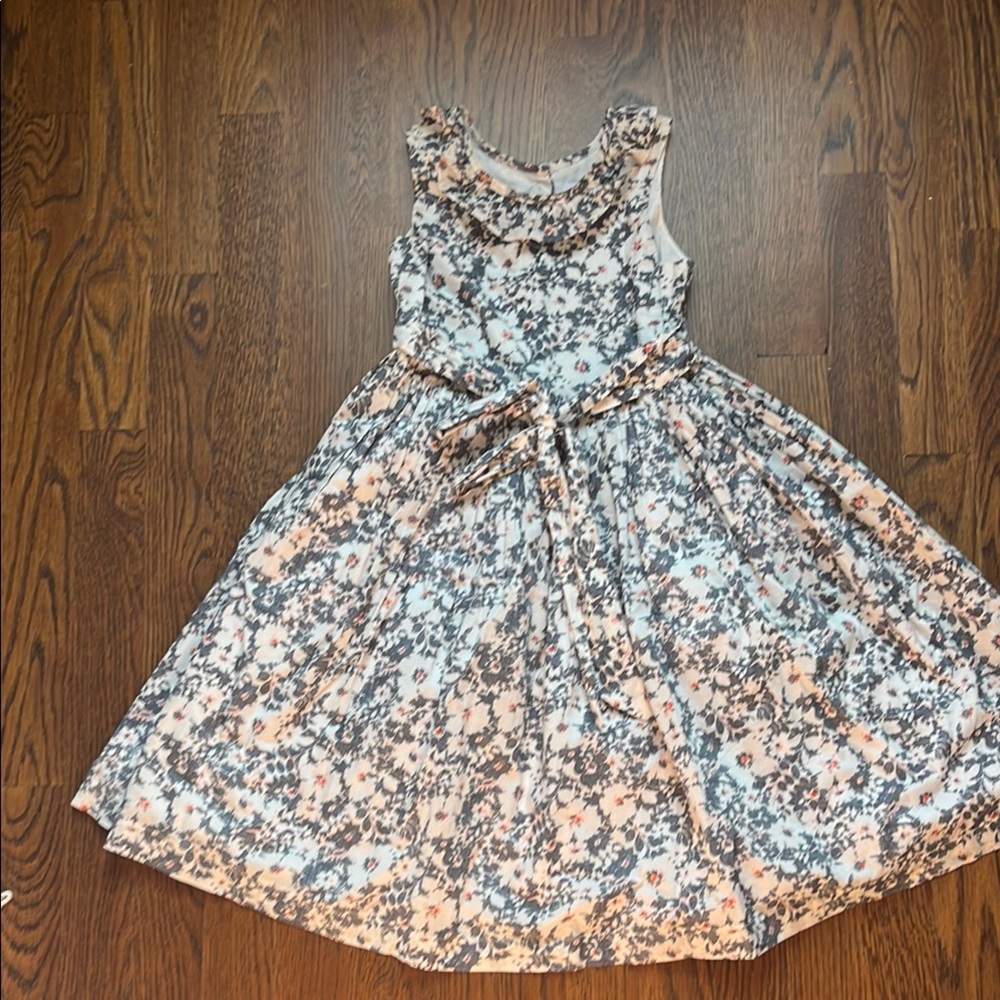 CZ by Carolina Zapf Girls Floral Sleeveless Dress with Belt - Pink & Gray